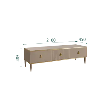 Тумба под телевизор 3 ящика Римини СОЛО (Мокка/Золото) РМТ-4(s)