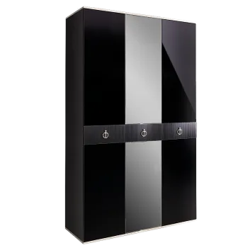 Шкаф 3-х дверный с зеркалом Римини СОЛО (Черный/Серебро) РМШ1/3(s)