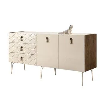 Комод 1.6м Bogemia Woodline Fa (Слоновая кость) (Lakobel/Черный) БМКМ-4