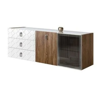 Комод 1.6м Bogemia Woodline Fly Wood Fa (Белый) (Lakobel/Хром) БМКМ-4[5][10]