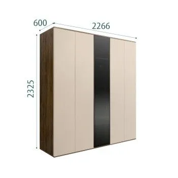 Шкаф 5-ти дв. Bogemia Woodline Air (Ваниль/Черный) БМШ2/5(1)