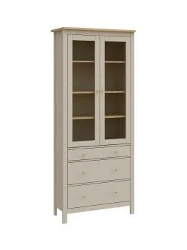 Шкаф с витриной Сага, 90х41х215 см, кашемир/ясень