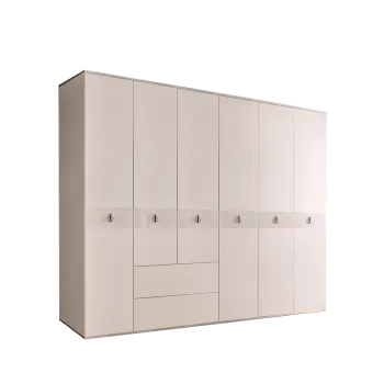 Шкаф 6-ти дверный с ящиками Римини СОЛО (Слоновая кость/Серебро) РМШ2/61(s)