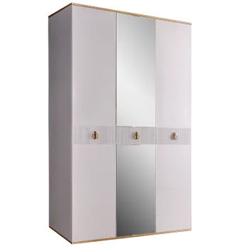 Шкаф 3-х дверный с зеркалом Римини СОЛО (Белый/Золото) РМШ1/3(s)