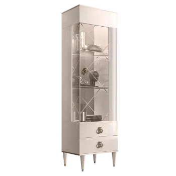 Витрина 1-ств. Римини СОЛО (Слоновая кость/Серебро) (Правая) РМВ1-1С(s)