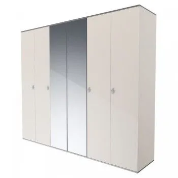 Шкаф 6-ти дверный с зеркалом Римини (Слоновая кость/Серебро) РМШ1/6