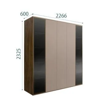 Шкаф 5-ти дв. Bogemia Woodline Air (Мокка/Золото) БМШ2/5(2)