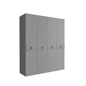 Шкаф 4-х дверный с ящиками, Bogemia Farfalle (Серый/Хром) БМШ2/41(Fa)