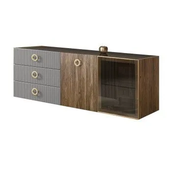 Комод 1.6м Bogemia Woodline Fly Wood Fi (Серый) (Lakobel/Золото) БМКМ-4[5][10]