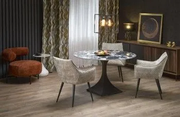 Стол обеденный Halmar MANUEL 120 (черный мрамор/черный)