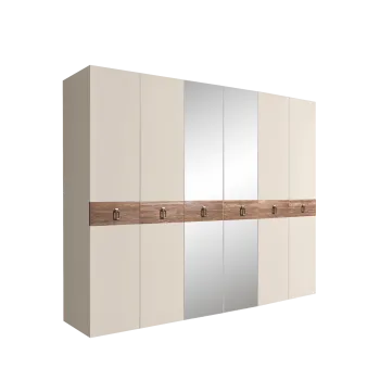 Шкаф 6-ти дв. с зеркалами Bogemia Wood Fa (Слоновая кость/Хром) БМШ1/6(Wo)