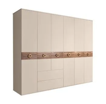 Шкаф 6-ти дверный с ящиками, Bogemia Wood Fi (Ваниль/Золото) БМШ2/61(Wo)