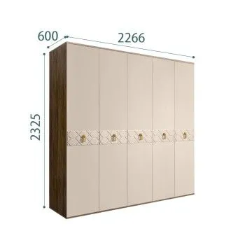 Шкаф 5-ти дв. Bogemia Woodline Wood Fi (Ваниль/Хром) БМШ2/5(Wo)