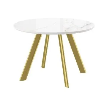 Стол с керамическим покрытием RONDY-116 (beldia bianco gloss premium cer/золото) D116