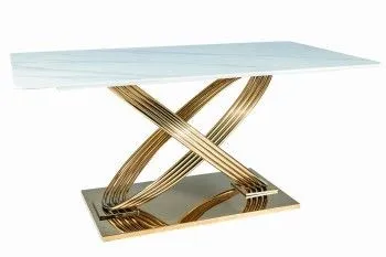 Стол обеденный Signal HERMES (эффект белого мрамора/золотой)