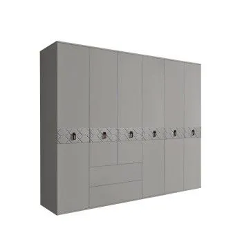 Шкаф 6-ти дверный с ящиками, Bogemia Farfalle (Серый/Черный) БМШ2/61(Fa)