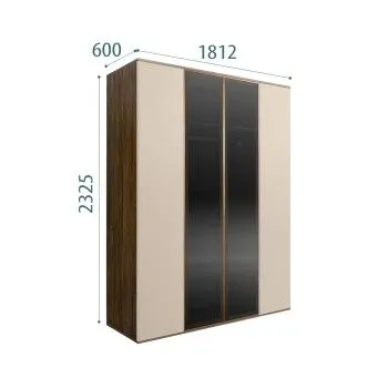 Шкаф 4-х дв. с ящиками Bogemia Woodline Air (Ваниль/Золото) БМШ2/42(2)