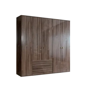 Шкаф 5-ти дверный с ящиками Римини (Орех империя/Золото) РМШ2/51