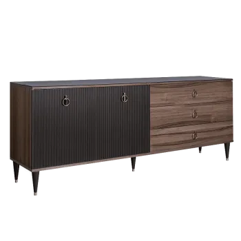 Комод для гостиной 2.1м Римини СОЛО (Орех империя/Золото) РМКМ-5(s)