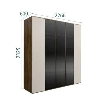 Шкаф 5-ти дв. Bogemia Woodline Air (Шелк/Черный) БМШ2/5(3)