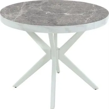 Стол раздвижной Оскар D95 Glass фотопечать (Цвет стекла: Мрамор №5 /цвет дерева: Тон 9 (эмаль белая))