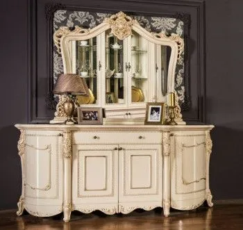 Комод Джоконда крем глянец с зеркалом (гостиная)