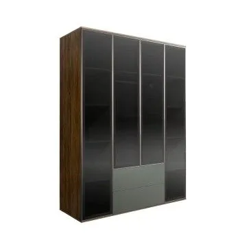 Шкаф 4-х дв. с ящиками Bogemia Woodline Air (Серый/Серебро) БМШ2/42(4)