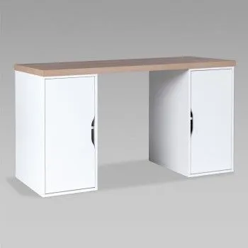 ИНГАР 2/ДВ/ДВ стол письменный 140x75x55, дуб беленый/белый