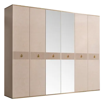Шкаф 6-ти дверный с зеркалом Римини СОЛО (Латте/Золото) РМШ1/6(s)