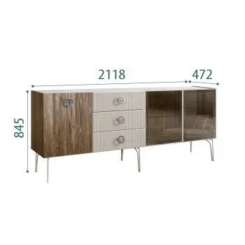 Комод 2.1м Bogemia Woodline Wood Fi (Шелк) (Novabuk/Хром) БМКМ-5[5][10]