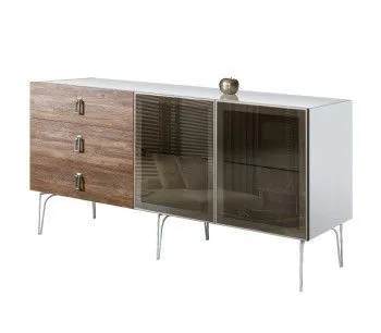 Комод 1.6м Bogemia Wood Fa (Белый) (Lakobel/Хром) БМКМ-4(Wo)[5]