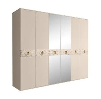 Шкаф 6-ти дв. с зеркалами Bogemia Farfalle (Ваниль/Золото) БМШ1/6(Fa)