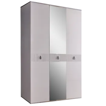 Шкаф 3-х дверный с зеркалом Римини СОЛО (Белый/Серебро) РМШ1/3(s)