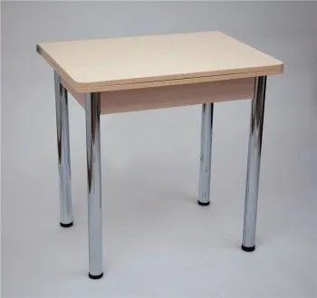 Стол обеденный ЛС-831 (Бежевые круги/ноги Хром/кромка+царги Дуб беленый)