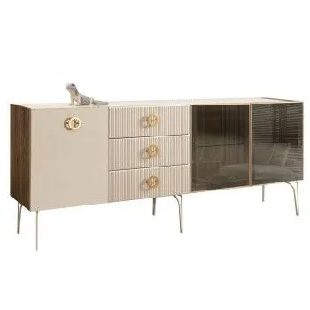 Комод 2.1м Bogemia Woodline Fi (Слоновая кость) (Lakobel/Золото) БМКМ-5[5][10]