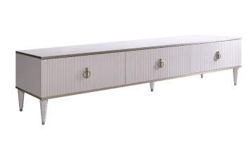 Тумба под телевизор 3 ящика Римини СОЛО (Белый/Серебро) РМТ-4(s)[10]