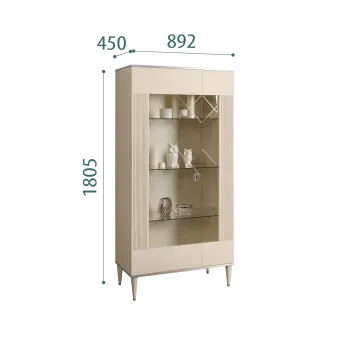 Витрина 2-ств. Римини СОЛО (Ваниль/Серебро) (Правая) РМВ2-2С(s)