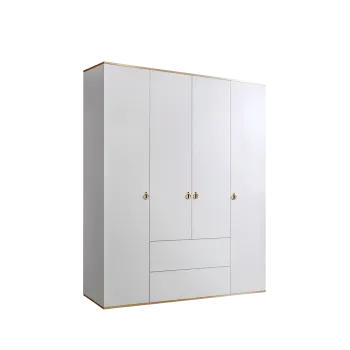 Шкаф 4-х дверный с ящиками Римини (Белый/Золото) РМШ2/41