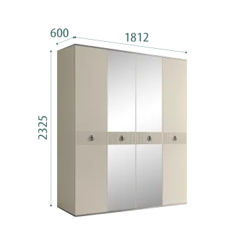 Шкаф 4-х дверный с зеркалом Римини СОЛО (Ваниль/Серебро) РМШ1/4(s)