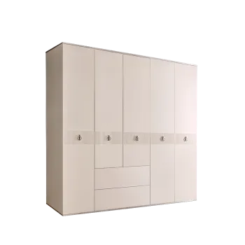 Шкаф 5-ти дверный с ящиками Римини СОЛО (Слоновая кость/Серебро) РМШ2/51(s)