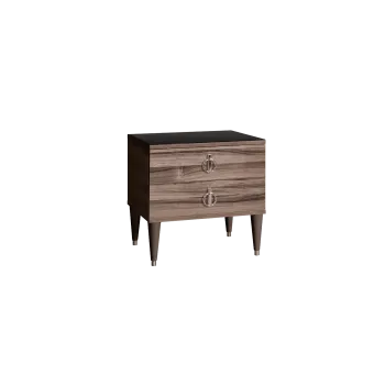 Тумба прикроватная 2 ящика Римини (Орех империя/Серебро) РМТП-2