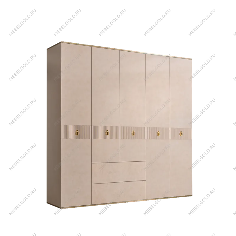 Шкаф 5-ти дверный с ящиками Римини СОЛО (Латте/Золото) РМШ2/51(s)