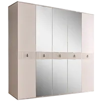 Шкаф 5-ти дверный с зеркалом Римини СОЛО (Слоновая кость/Серебро) РМШ1/5(s)