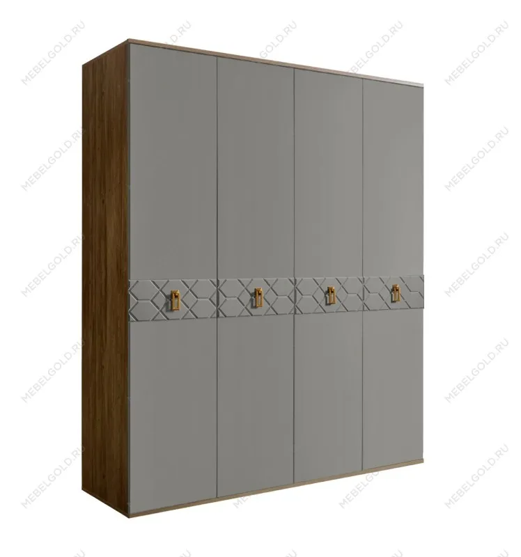 Шкаф 4-х дверный Bogemia Woodline Fa (Серый/Золото) БМШ2/4