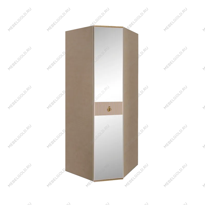 Шкаф угловой с зеркалом Римини СОЛО (Латте/Золото) РМШУ1/1(s)