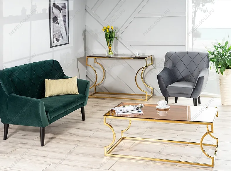 Стол журнальный Signal KENZO A (дымчатый янтарь/золотой) | изображение 3