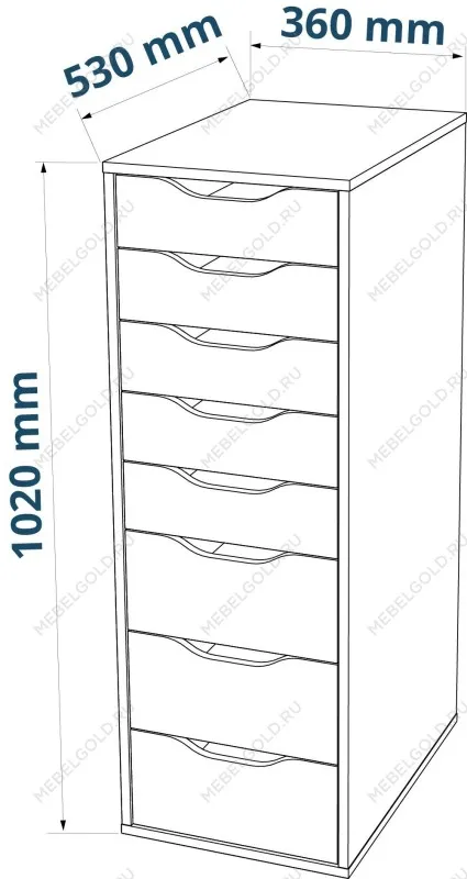Комод Ингар, 8 ящиков, 36x102x53 см, белый | изображение 15