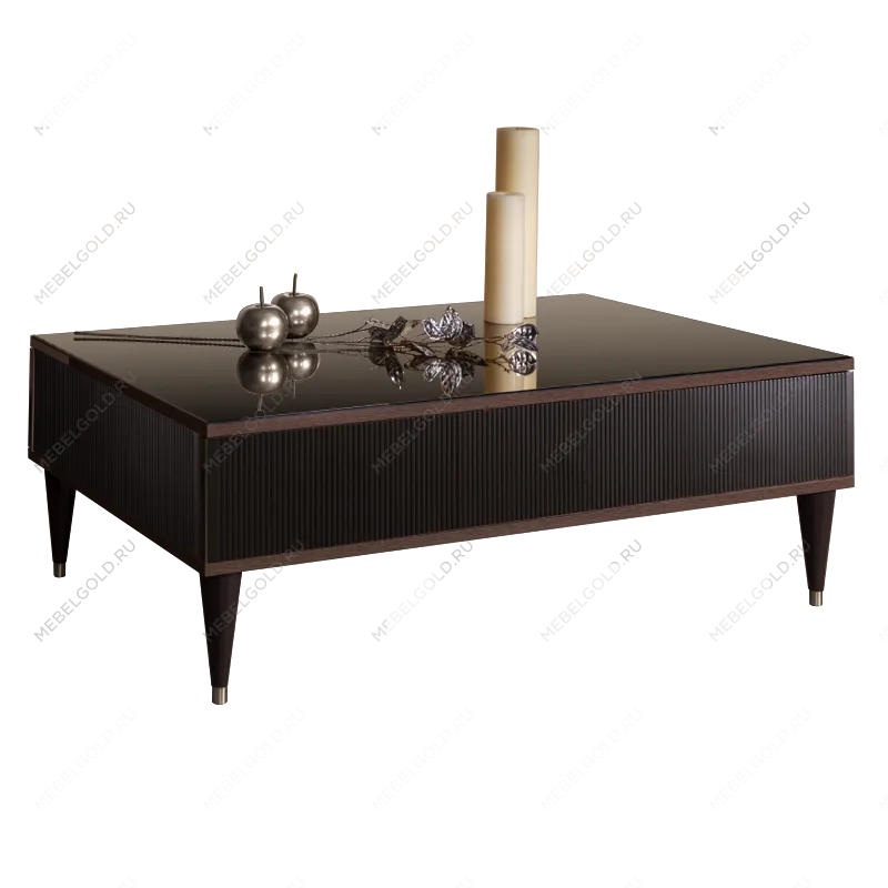 Журнальный столик с ящиком Римини СОЛО (Орех империя/Серебро) РМСТ-2(s)