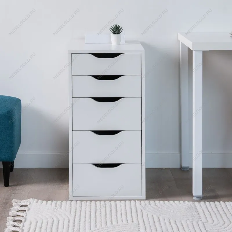 ИНГАР комод ИКЕА / IKEA белый с пятью выдвижными ящиками | изображение 5