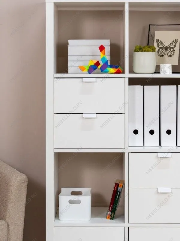 Модуль с двумя ящиками , для стеллажа ФОРА, ручка металл, 33х33х37, белый | изображение 7